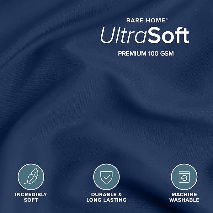 Bare Home Duvet Cover Set 1800 Ultra-Soft (Oversized King, Dark Blue) | Lightweight, Cooling, Breathable, Premium 1800 Ultra-Soft, All-Season