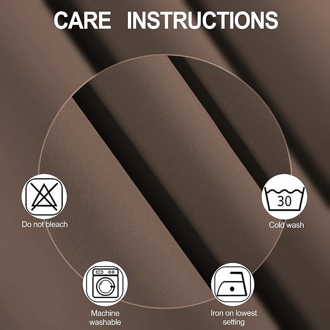 Chocolate Brown Blackout Curtains 52 x 63 Inch Length/Set of 2 Curtain Panels/Thermal Insulated Room Darkening Blackout Curtains for Bedroom