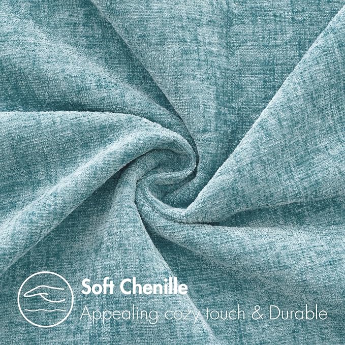 MIULEE Soft Chenille Throw Pillow Covers Smoke Blue 20x20 Inch Pack of 2 | Modern Coastal Home Decor, Classic Decorative Pillows, Solid Dyed Cases, Boho Couch Cushion Covers for Sofa Bed Living Room