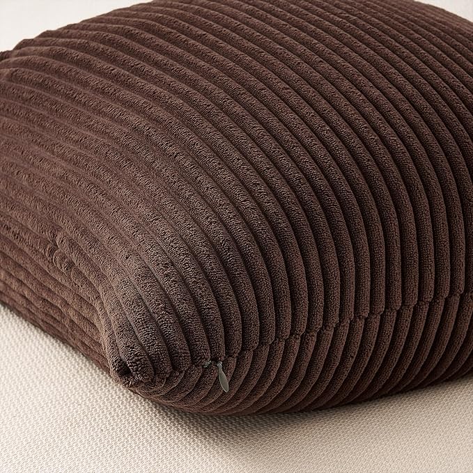 Topfinel Rustic Throw Pillow Covers 18x18 Inch Set of 4 Soft Farmhouse Corduroy Striped Decorative Cushion Cover Gold Brown Gradient Fall Pillow Case for Sofa Couch Living Room Bedroom
