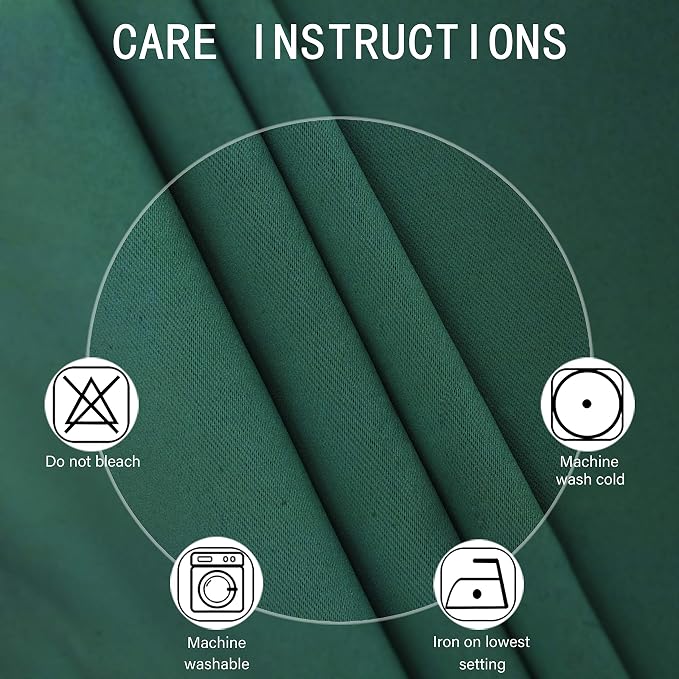 Dark Green Bedroom Blackout Curtains/52 x 63 Inch Long/Set of 2 Curtain Panels/Thermal Insulated Room Darkening Curtains for Bedroom
