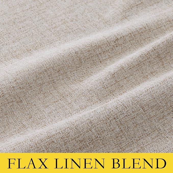NICETOWN Oatmeal Bedroom Full Blackout Linen Curtain Panels Set of 2, 52" by 72", Thick Insulated Classic Grommet Blackout Draperies with White Thermal Insulated Liner for Windows