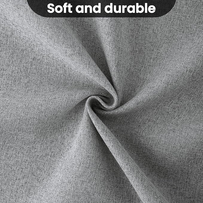 COSVIYA 100% Blackout Dove Grey Linen Curtains & Drapes 63 Inch Length | Light Blocking Full Room Darkening Grommet Insulated Thermal Window Panels for Bedroom/Living Room,52x63 inches,2 Panels