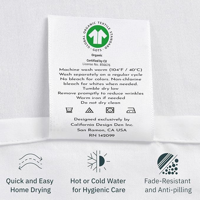California Design Den 100% Organic Cotton Twin Size Bed Sheet Set, 3 Pcs | GOTS Certified, Lightweight Crisp & Airy Percale For Hot Sleepers, All-around Elastic, Easy Care - Floral Print