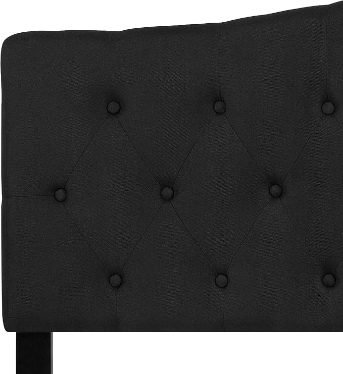 Flash Furniture Queen Tufted Fabric Headboard, Black | Adjustable Height, Easy Install, Bedroom Decor
