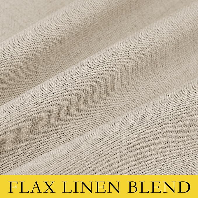 NICETOWN 100% Black Out Linen Curtains 72 inch Long 2 Panels, Beige | Thick Flax, Thermal Insulated, Rod Pocket & Back Tab, Full Light Blocking Draperies for Baby Nursery, Each W52 by L72-inch