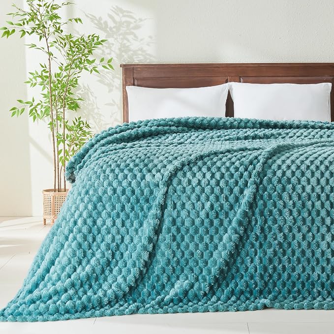 NEWCOSPLAY Fleece Clouds Cozy King Blanket for Couch, Light Teal, 90"x110" | Premium Silky Flannel Blanket, Soft Lightweight Fluffy Throw Blanket for Bed Sofa Decor, Gift for All Season Use