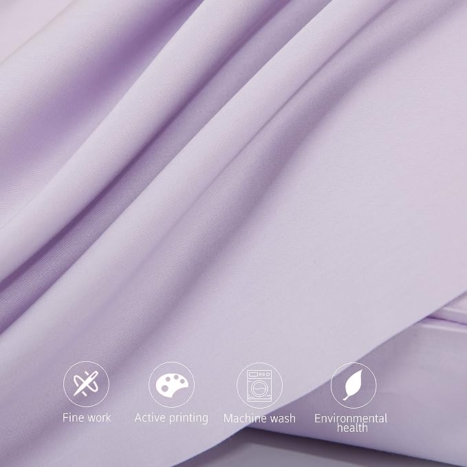 NTBAY Queen Egyptian Cotton Sateen Pillowcases, Set of 2, Light Purple | 500 Thread Count Egyptian Cotton Sateen with Envelope Closure, 2 Pack 20 x 30 Inch Pillowcases, Insert Not Included