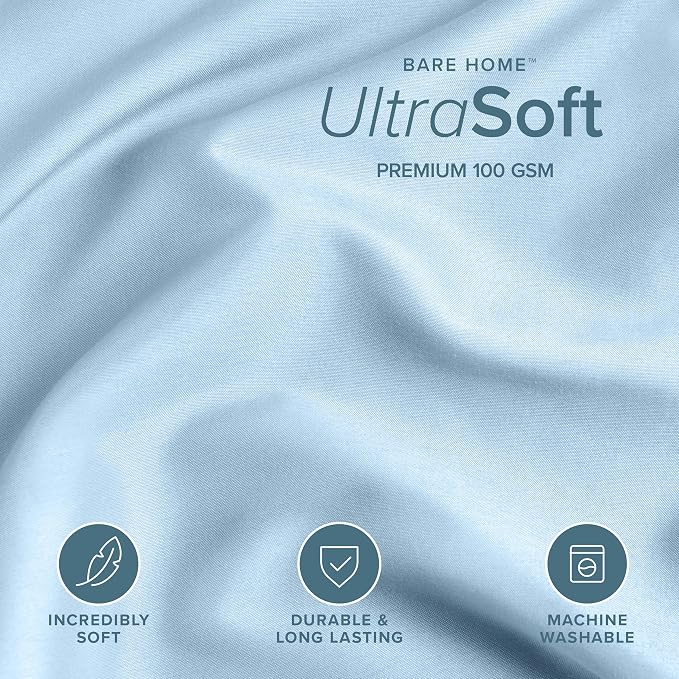 Bare Home Duvet Cover Set 1800 Ultra-Soft (Queen, Light Blue) | Lightweight, Cooling, Breathable, Premium 1800 Ultra-Soft, All-Season