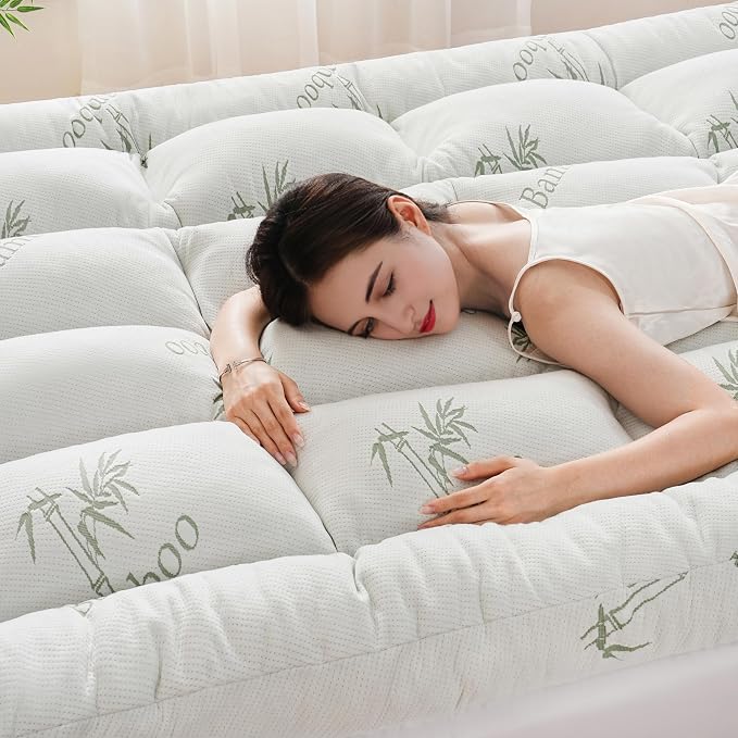 DOWNCOOL 3 Inch Full Mattress Topper, Breathable Bamboo Viscose Air Layer | Cooling Memory Foam Mattress Topper for Back Pain Relief, 1700 GSM Fill, Deep Pocket Fits 8–21Inch