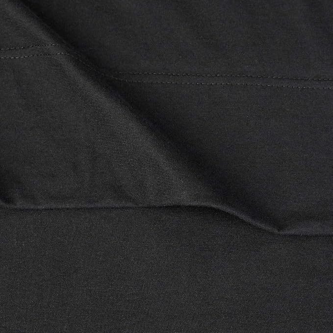 Amazon Basics 4 Piece Breathable Cotton Jersey Bed Sheet Set, Stretchy Flat and Fitted Sheets with Pillowcase, Queen, Black, Solid