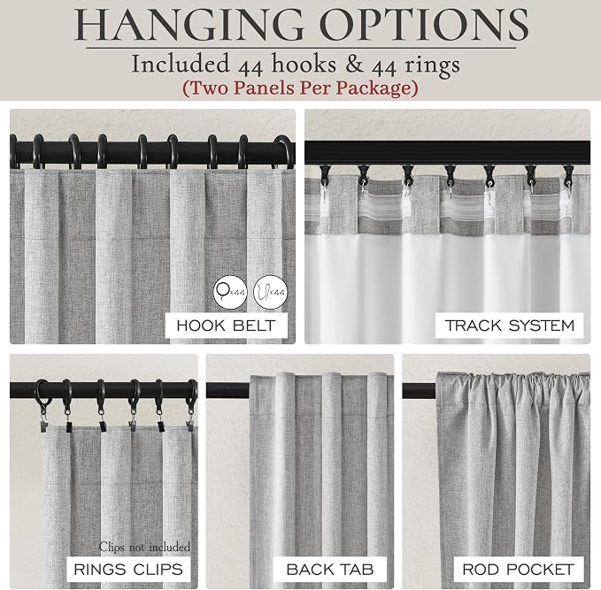 Gray Blackout Curtains 70 Inches Extra Wide Linen Curtains 84 Inch Length for Kids Boys Room/Nursery, Pleated Bedroom Thermal Drapes for Winter Thick Window Energy Efficient 70"W x 84"L 2 Panels
