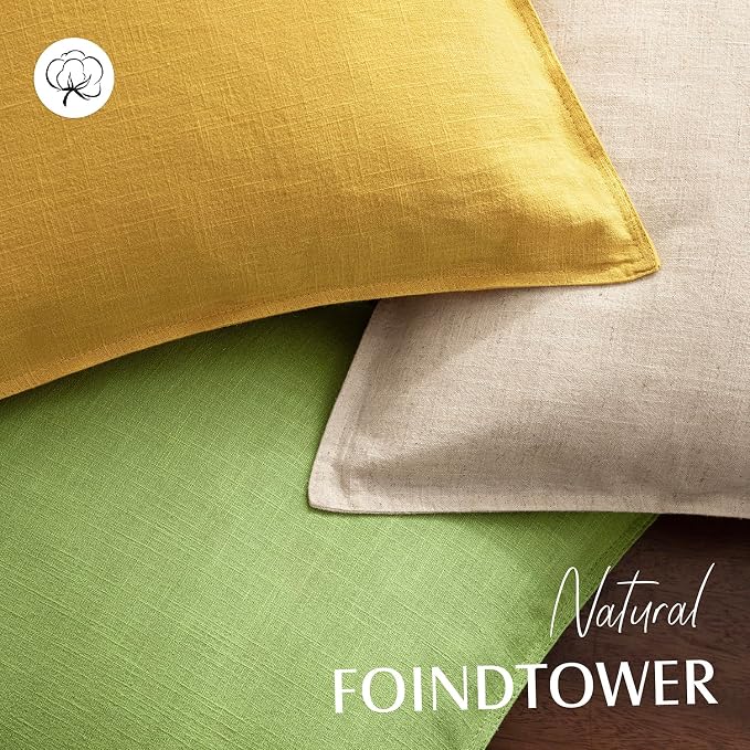 Foindtower Decorative Linen Lumbar Throw Pillow Covers 12x20 Ginger Yellow | Pack of 2 Boho Farmhouse Pillowcase,Accent Neutral Solid Cushion Covers,Morden Home Decor for Couch Sofa Bedroom Living Room
