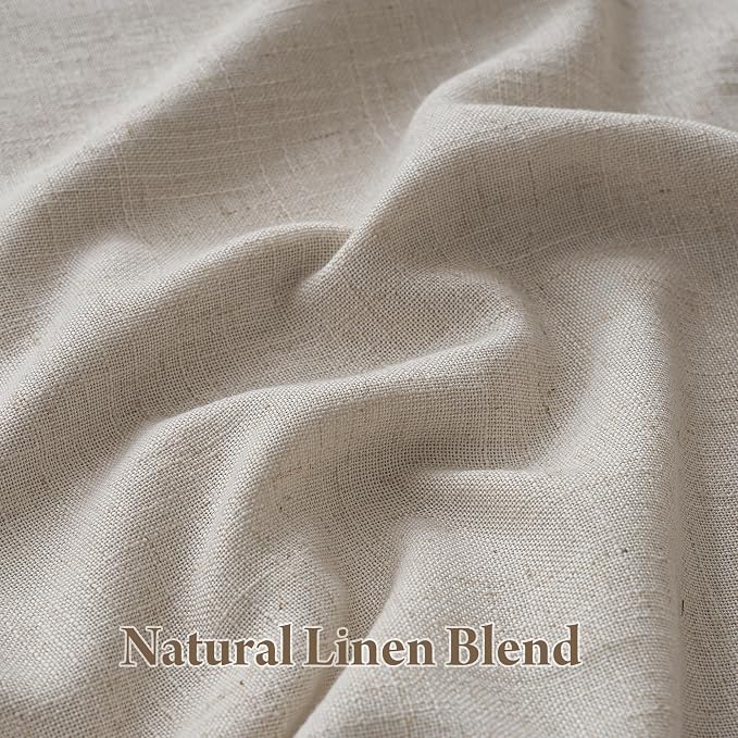 RYB HOME Linen Blackout Curtains 96 inches Long, 100% Blackout Noise Reducing Thermal Insulated Natural Textured Curtains for Farmhouse Dining Room, Taupe, 40" W x L96 L, 2 Panels Set