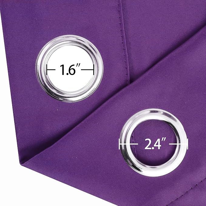 Purple Blackout Curtains 34 x 54 Inch Length/Set of 2 Curtain Panels/Thermal Insulated Room Darkening Blackout Curtains for Bedroom