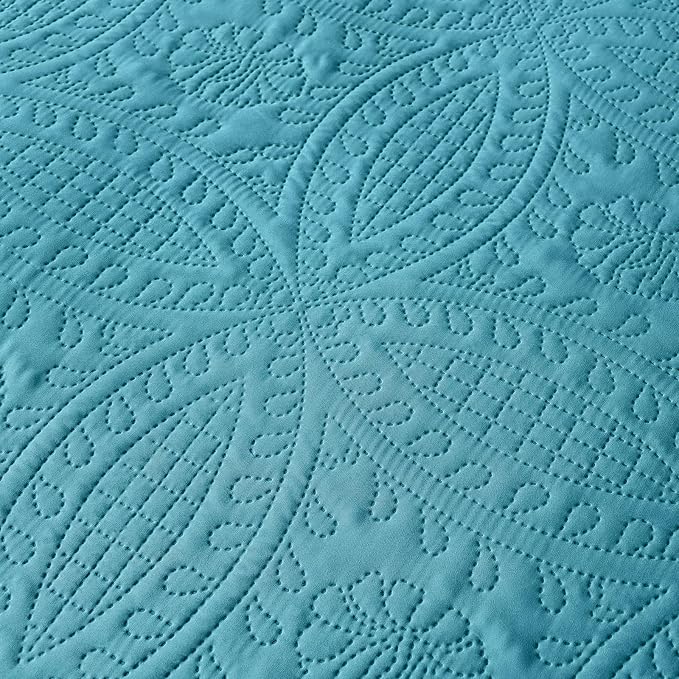 akkialla Teal Twin Quilt Set, Ultrasonic Lightweight Bedspread Coverlet for Modern Minimalist Bedroom, Soft Microfiber Coin Pattern Bedding, 2-Piece (1 Quilt, 1 Pillow Sham) | Breathable fabric