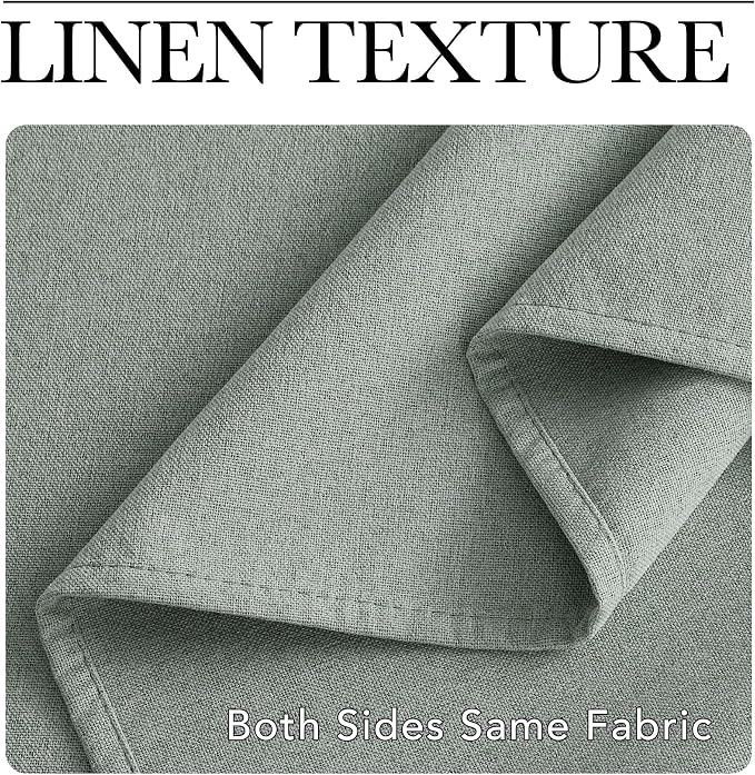NICETOWN Full Shade Faux Linen Curtains 96" Long for Living Room, Pair of Energy Smart & Noise Blocking Blackout Shield, Thermal Insulated Window Dressing Crisp Fabric, Sage Green