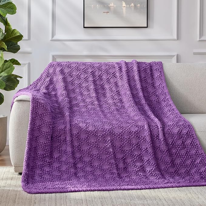 Anysay Knitted Weighted Blanket for Adult,Chunky Knit Throw 60''*80'' 20lbs | Cooling Weighted Blanket for Sleep Breathable Machine Washable Fall Heavy Blanket for Room Decor(Queen）