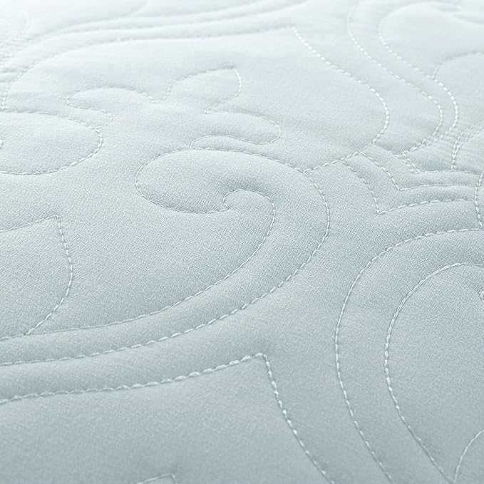 Merit Linens Classic Quilt Coverlet Soft Set in Damask Stitching - Full/Queen Pale Blue