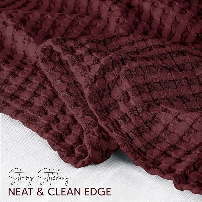 Utopia Bedding 100% Cotton Waffle Blanket King Size Burgundy, 90x108 Inch | Lightweight Breathable Cozy Summer Bed Blanket Home Decor Gift for Women and Men