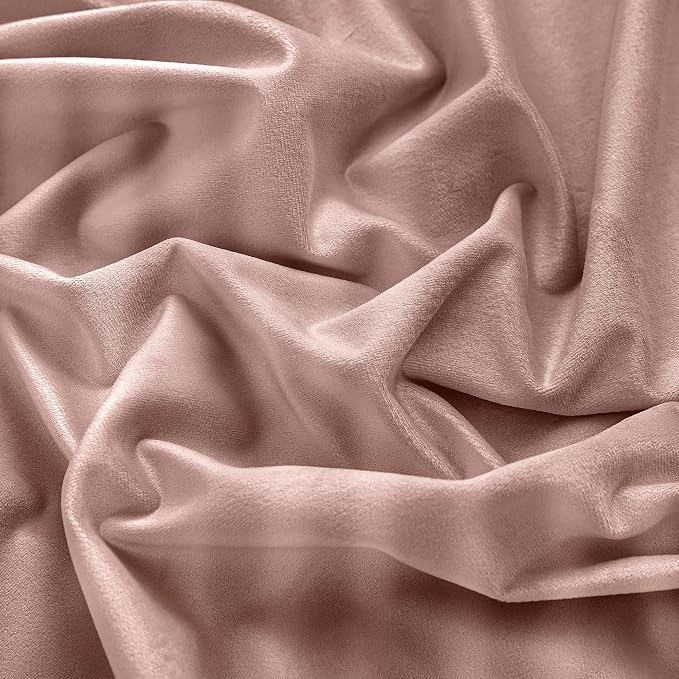 RYB HOME Velvet Room Darkening Curtains for Living Room 72 inches Long | Thermal Insulated, Privacy UV Heat Blocking, Noise Reducing, Drapes for Kids Room Sunroom, Dusty Pink, W52 x L72, 2 Panels