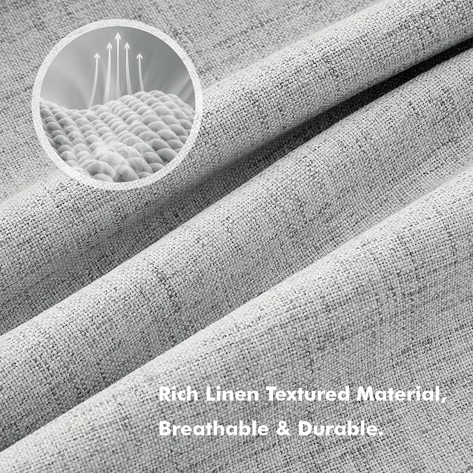 MIULEE 100% Blackout Linen Curtains for Bedroom 42 x 90 Inch Grey 2 Panels | Thermal Insulated, Room Darkening Drapes for Living Room, Back Tab Rod Pocket Pinch Pleated, Solid Luxury Decor
