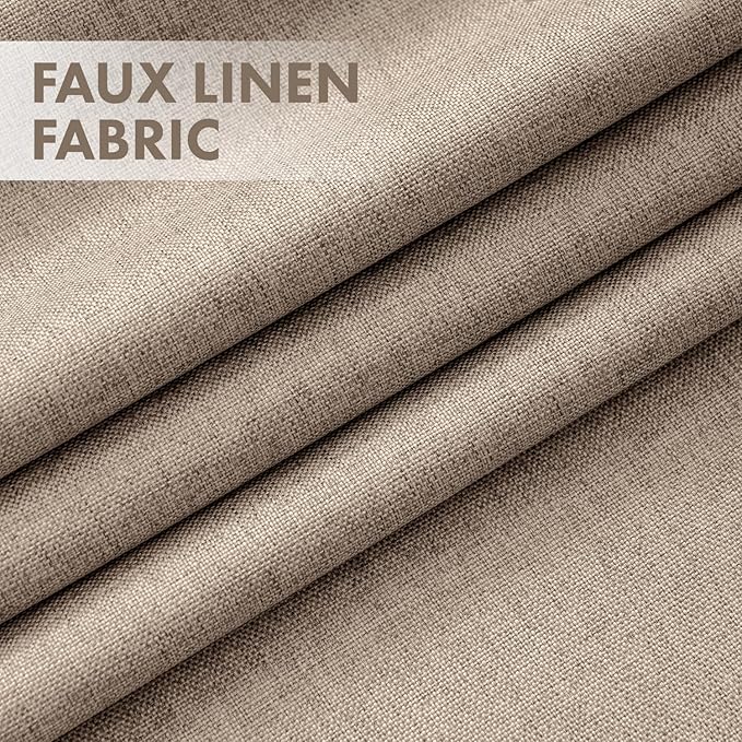MIULEE 100% Blackout Linen Curtains for Bedroom 40W x 108L Taupe 2 Panels | 108 inches Long, Thermal Insulated, Room Darkening, Black Out Drapes for Living Room, Back Tab Rod Pocket