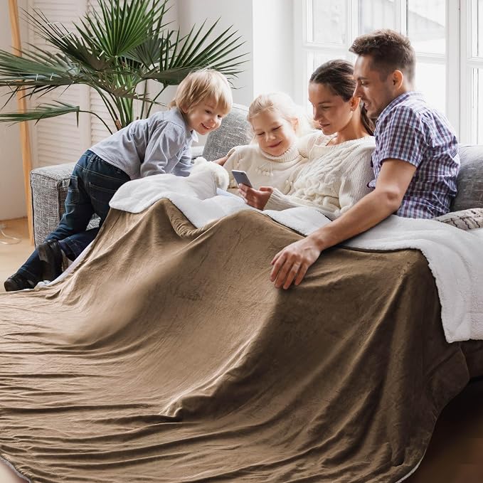 Bedsure GentleSoft Sherpa Fleece Cal King Blankets for Bed, Non-Heated, Thick and Warm Oversized Throw for Women and Men, Soft Fuzzy Plush Large Blanket for Winter, Camel, 112x98 Inches
