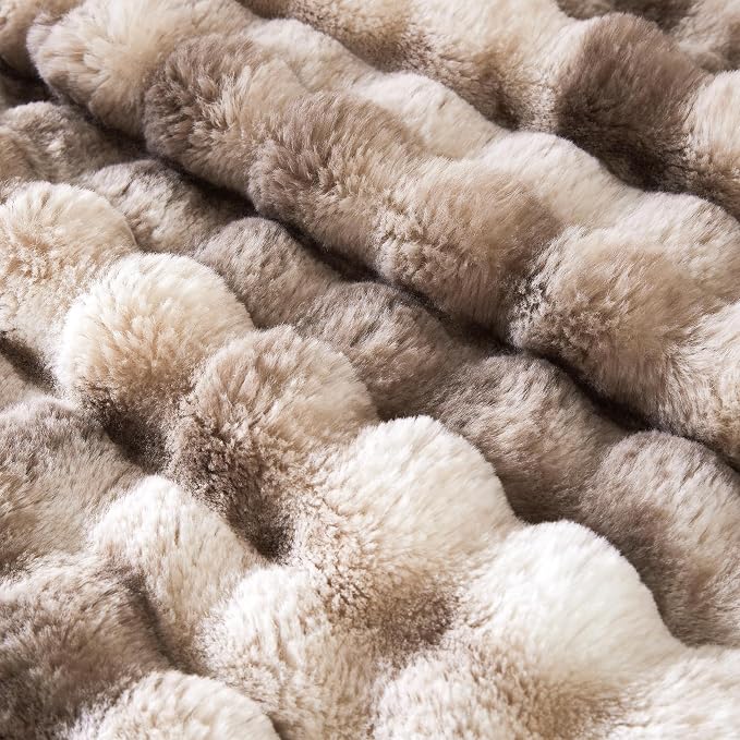 50x60 Inches Ultra-Soft Fuzzy Faux Fur Plush Throw Blanket - Thick, Warm Sherpa for Couch, Sofa, Bedroom, Camping - Decorative Blanket for Cozy Warmth, Bubble Brown Tie Dye