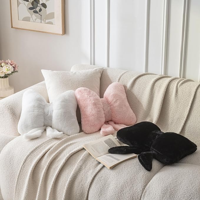 Bow Pillow Throw Pillows Butterfly Shaped Decorative Cute Pillows for Bed Sofa Cute Home Decor,Pink 10 * 8inch