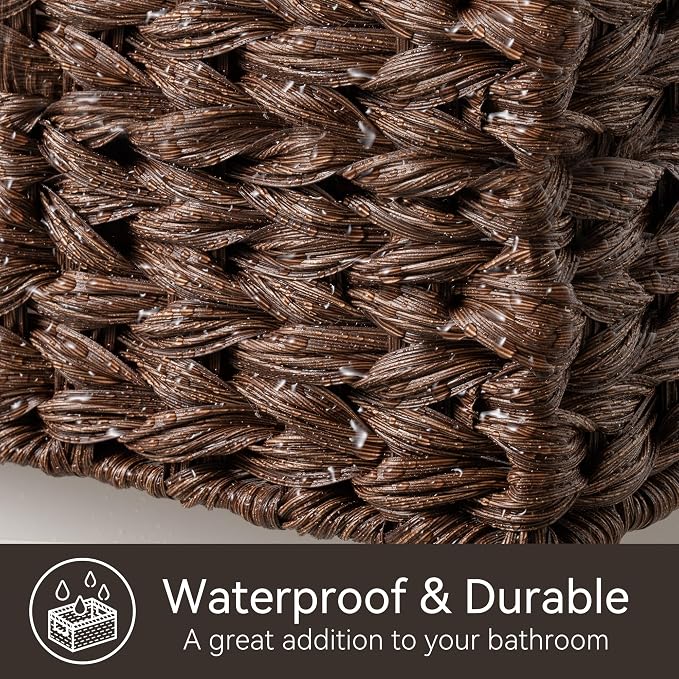 GRANNY SAYS Large Wicker Basket, Decorative Woven Basket for Storage, Waterproof Storage Basket Organizer, Wicker Storage Basket for Organizing, Brown Basket, 1-Pack | Waterproof Plastic Storage Basket Organizer, Wicker Storage Basket for Organizing, L...