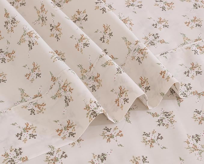 RUVANTI 100% Cotton Percale Sheets Queen Size, Twin Spring | Crisp Cooling, Deep Pocket 16", Soft Breathable & Durable, Hotel-Style, 4 Piece Set
