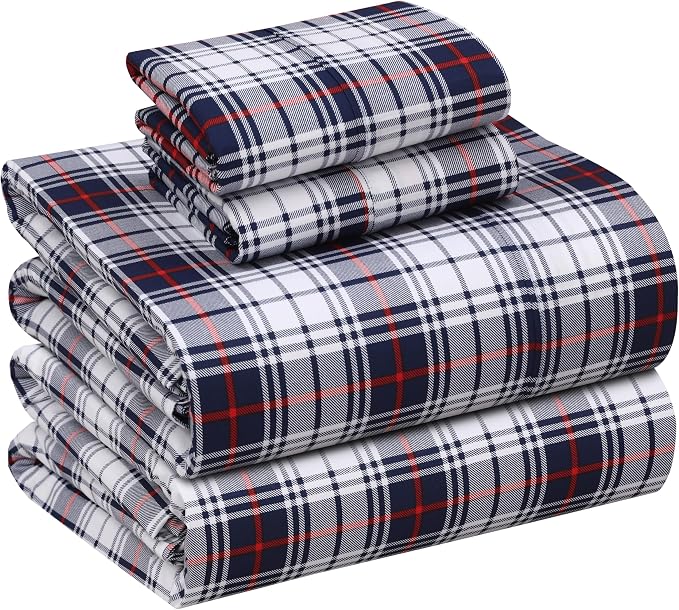 RUVANTI 100% Cotton Percale Sheets Full Size, Prussian | Crisp Cooling, Deep Pocket 16", Soft Breathable & Durable, Hotel-Style, 4 Piece Set