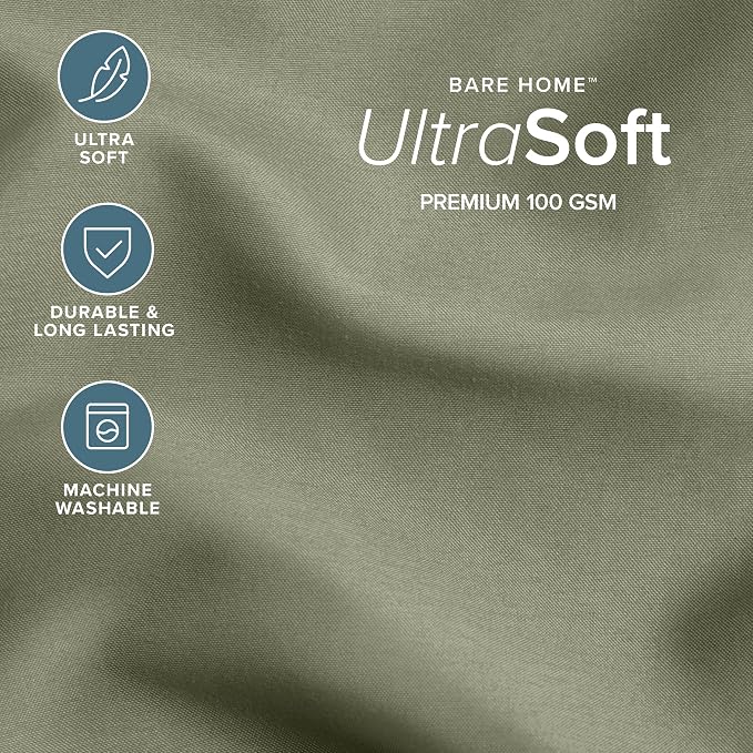Bare Home Queen Comforter Set - 1800 Ultra Soft (Queen, Sage) | All-Season, Breathable, Hypoallergenic, Premium 1800, Warm, Cozy