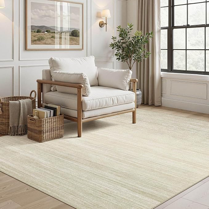 UERMEI 6x9 Washable Area Rug - Neutral Modern Abstract Living Room Rugs, Non-Slip Soft Large Indoor Floor Carpet for Bedroom Home Office & Under Dining Table Decor, Brown/Beige