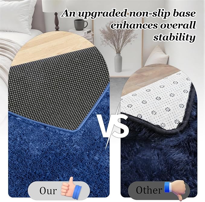 Area Rug Living Room Bedroom: 6x9 Fluffy Plush Shag Carpet Blue | For Kids Room Playroom Nursery Home Decor,Ultra Soft,Non-Slip Non-Shedding,Fuzzy Plush,Large Indoor Floor Carpet,Easy Clean