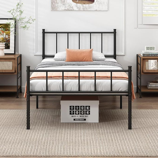 DIIYIV Twin Metal Bed Frame,Steel Slat Support,Noise Free,Easy Assembly | Twin Size Bed,Mattress Foundation,Underbed Storage,No Box Spring Needed