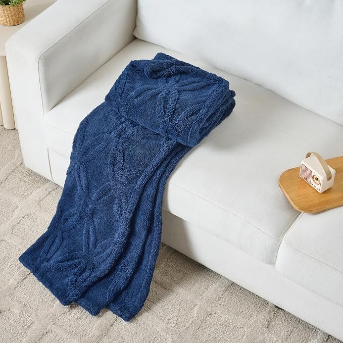 Navy Throw Blanket - Soft & Fluffy Fleece, Cute & Aesthetic, Perfect for Sofa, Couch, Chair, Bed, Living Room & Bedroom, All-Season Use, Plush & Cozy Decorative 50x60 Inch Blanket