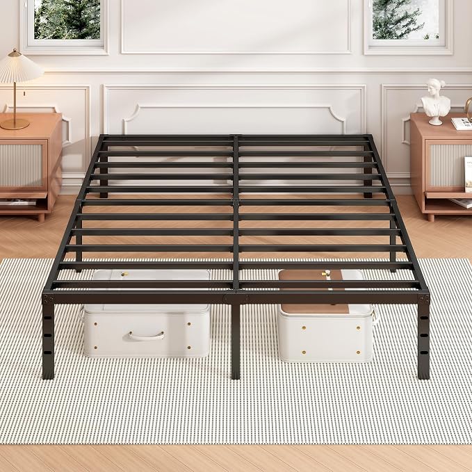 Hafenpo 14 Inch Queen Bed Frame - Sturdy Metal Platform Queen Size, No Box Spring Needed, Heavy Duty, Easy Assembly, Strong Bearing Capacity, Under Bed Storage, Black | Sturdy Metal Platform Queen Size, No Box Spring Needed, Heavy Duty, Easy Assembly, ...
