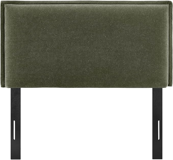 Modway Camille Twin Size Upholstered Linen Blend Headboard with Removable Slipcover – in Sage - Padded Pillow Style Headboard with Adjustable Mounting for Twin Beds