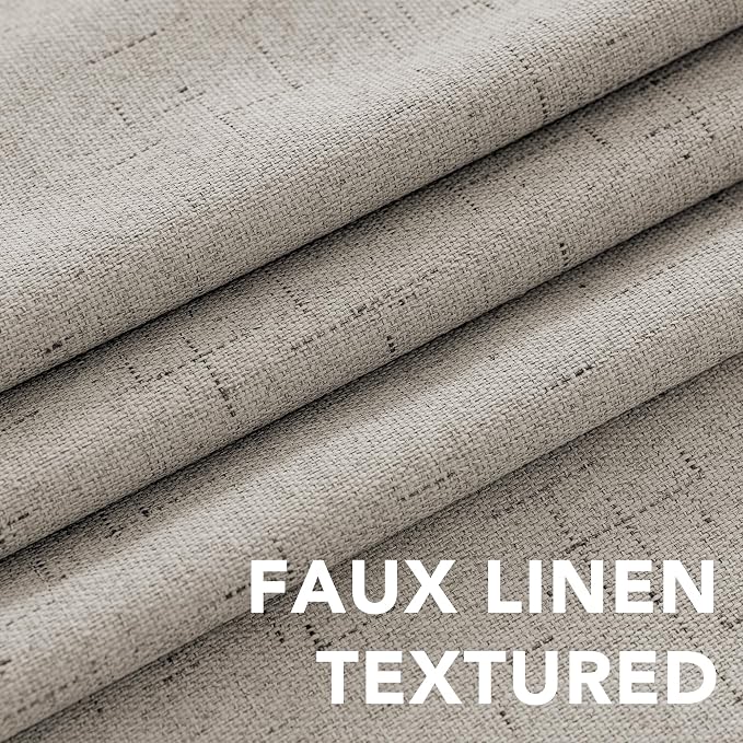 H.VERSAILTEX Primitive Linen Curtains 100% Blackout Curtain Drapes Burlap Fabric Curtains with White Thermal Insulated Liner, Grommet Top Drapes Living Room/Bedroom (2 Panels, 42 x 45 Inch, Stone)