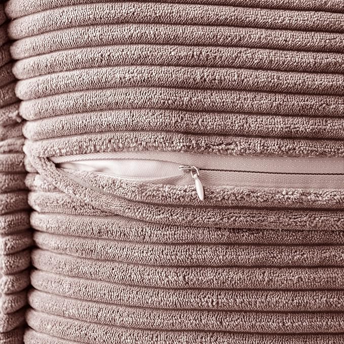 MIULEE Decorative Throw Pillow Covers for Couch 20x20 Inch Blush Pink | 2 Pack, Boho Broadside Striped Patchwork Pillow Covers, Soft Corduroy Cushion Cases, For Sofa Bed Livingroom Home Decor