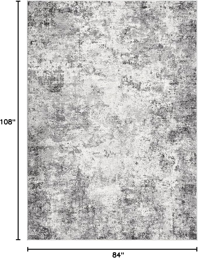 UERMEI 7x9 Area Rug Living Room Rugs - Washable Neutral Modern Abstract Soft Thin Large Rug Indoor Floor No Slip Rug Carpet for Bedroom Under Dining Table Home Office Decor - Grey