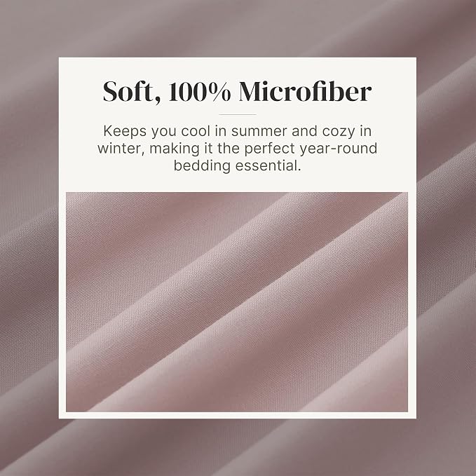 Modern Threads Soft Microfiber Solid Sheets - Luxurious Microfiber Bed Sheets - Includes Flat Sheet, Fitted Sheet with Deep Pockets, & Pillowcases Cameo Rose Twin