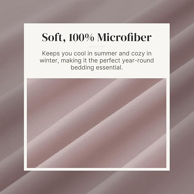 Modern Threads Soft Microfiber Solid Sheets - Luxurious Microfiber Bed Sheets - Includes Flat Sheet, Fitted Sheet with Deep Pockets, & Pillowcases Cameo Rose Full