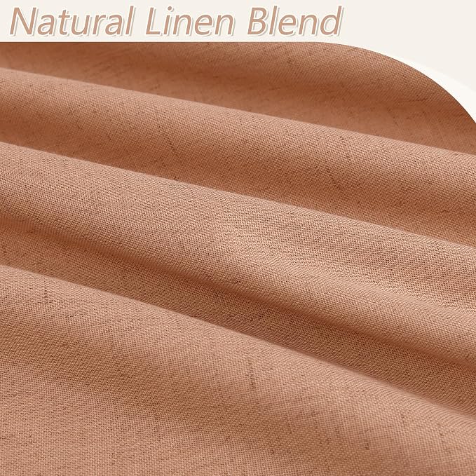 100% Blackout Curtains 90 Inch Length 2 Panels Set for Living Room Bedroom Back Tab Thermal Insulated Black Out Linen Drapes Room Darkening Peach Quartz,52x90
