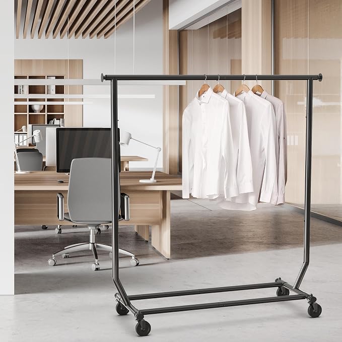 Simple Houseware Supreme Commercial Grade Clothing Garment Rack, Black | Holds Up to 250 lbs, Extendable Width from 50.25 to 75.25 Inches