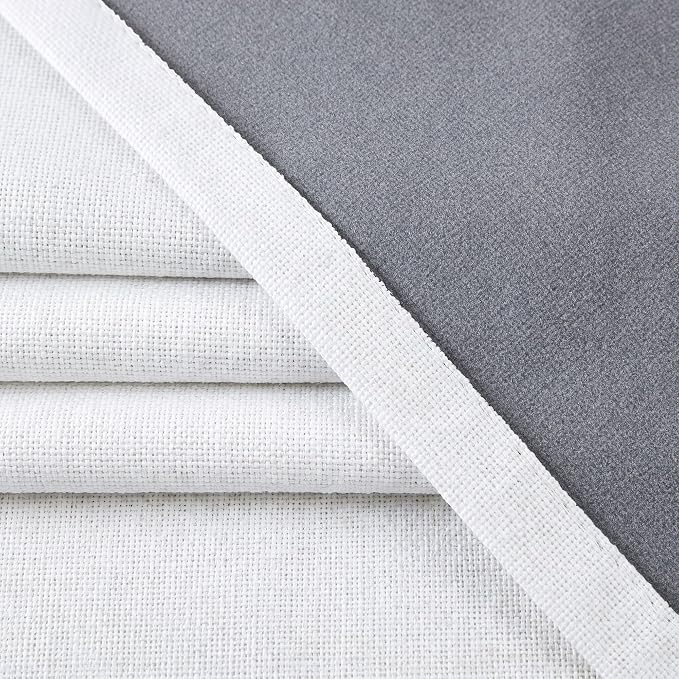 Deconovo 100% Blackout Curtains for Bedroom, Linen Textured Thermal Insulated Drapes with 20 Clip Rings, Noise Reducing Curtains for Nursery, Set of 2, White, 52" W x 84" L, 2 Panels