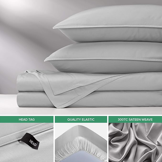 Pure Bamboo California King Sheets, Genuine 100% Organic Viscose Derived from Bamboo Bed Sheet Set, Soft & Cooling, Double Stitching, 2 Year Quality Promise (California King, Silver Pearl)