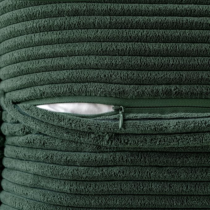 MIULEE Decorative Throw Pillow Covers for Couch 18x18 Inch Dark Green | 2 Pack, Boho Broadside Striped Patchwork Pillow Covers, Soft Corduroy Cushion Cases, For Sofa Bed Livingroom Home Decor